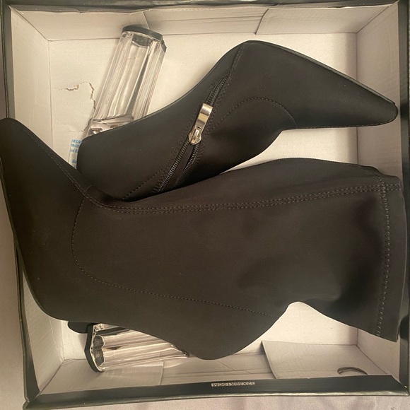 PLT Black Clear High Heel Sock Boot - Picture 6 of 7